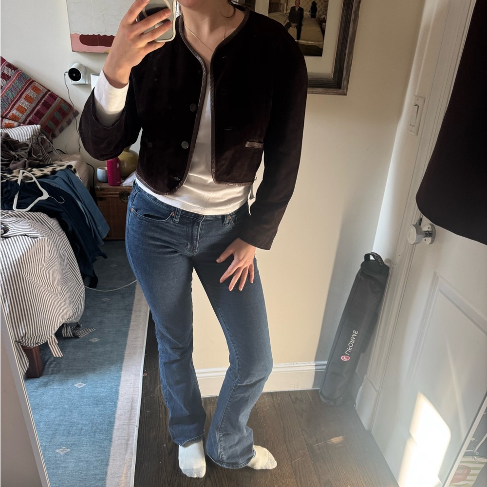Real suede vintage cropped jacket
